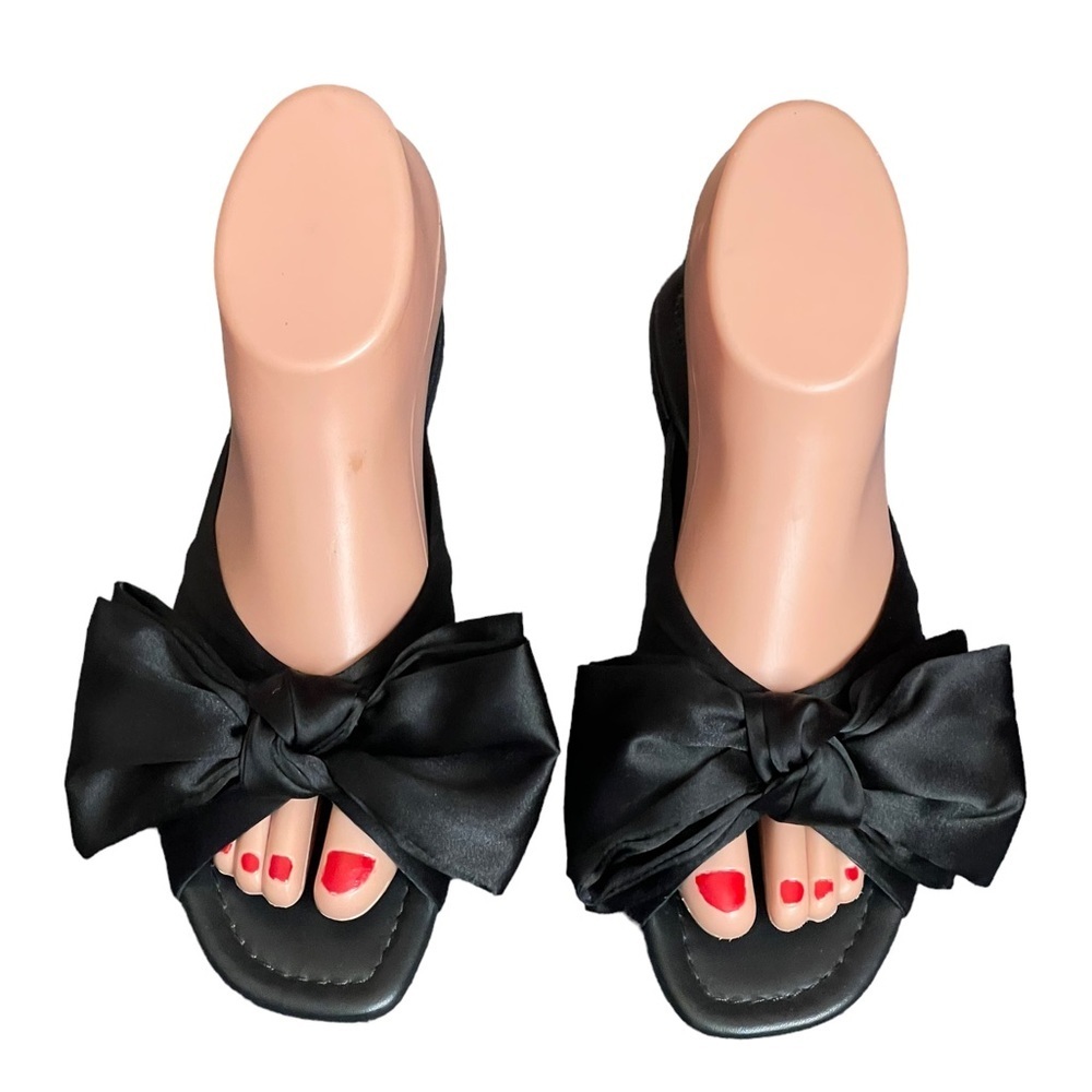 J. Crew Abbie Bow Sandals in
Black Satin size 5 1/2